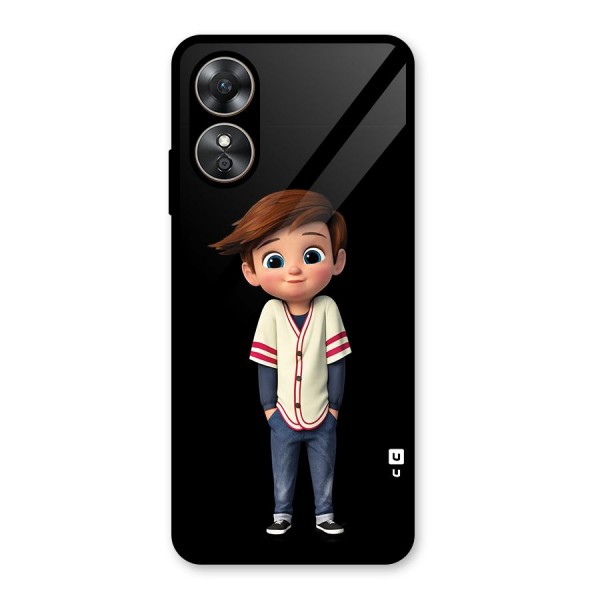 Cute Boy Tim Glass Back Case for Oppo A17