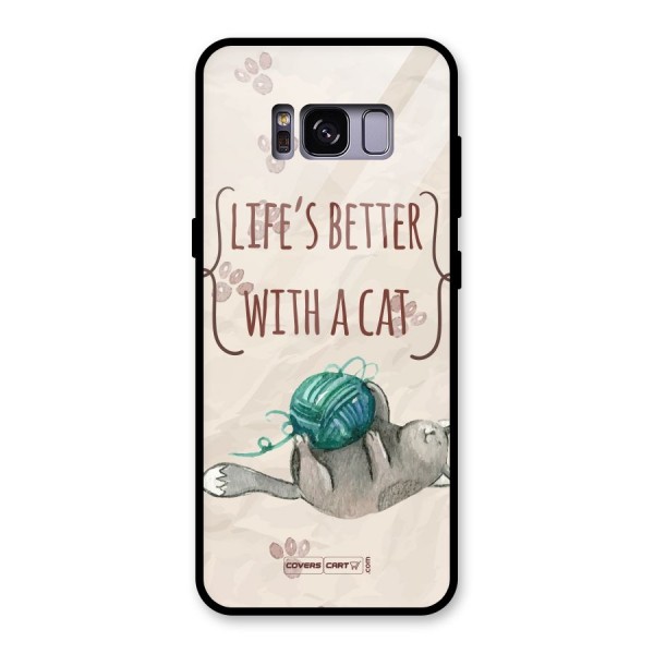 Cute Cat Glass Back Case for Galaxy S8