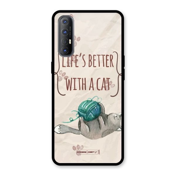 Cute Cat Glass Back Case for Oppo Reno3 Pro