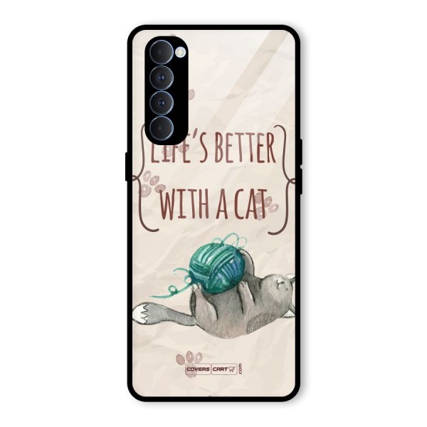 Cute Cat Glass Back Case for Oppo Reno4 Pro