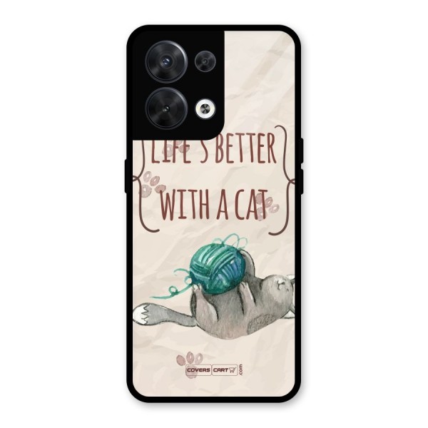 Cute Cat Glass Back Case for Oppo Reno8 5G