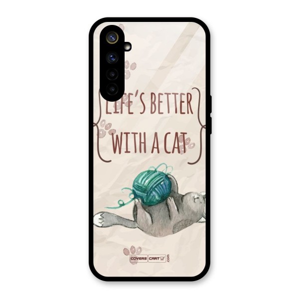 Cute Cat Glass Back Case for Realme 6