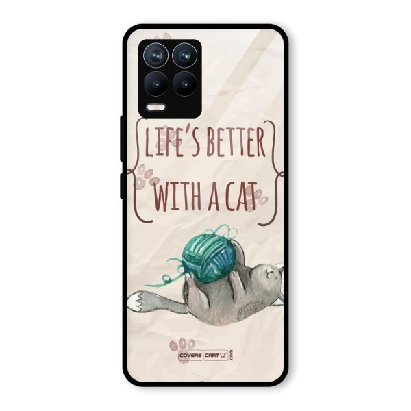 Cute Cat Glass Back Case for Realme 8 Pro