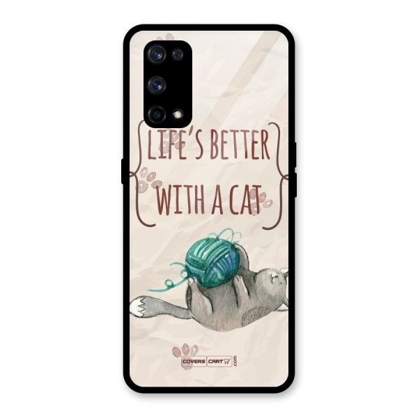 Cute Cat Glass Back Case for Realme X7 Pro