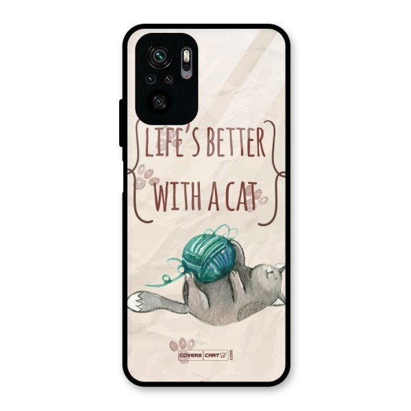 Cute Cat Glass Back Case for Redmi Note 10