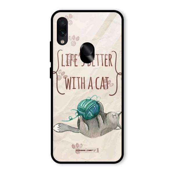 Cute Cat Glass Back Case for Redmi Note 7