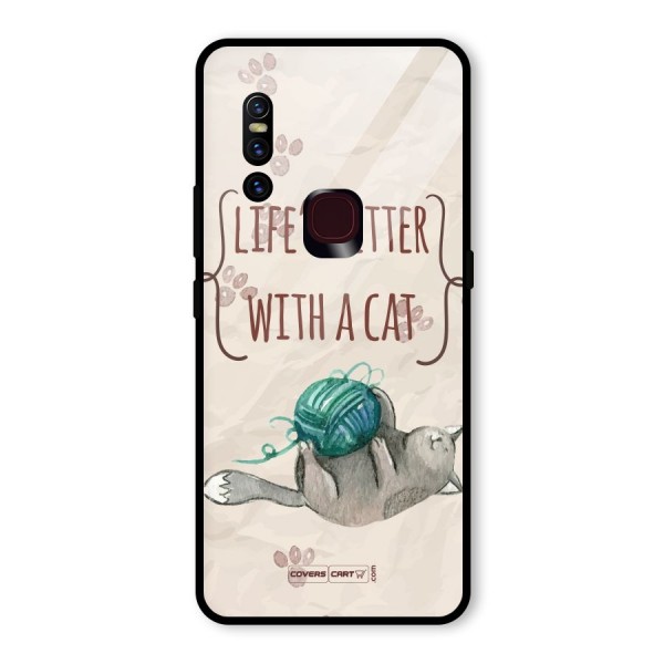 Cute Cat Glass Back Case for Vivo V15