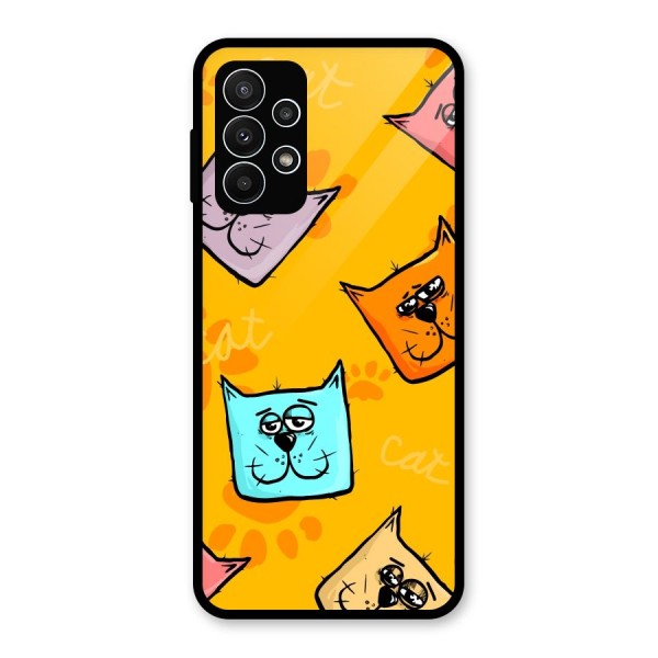 Cute Cat Pattern Glass Back Case for Galaxy A23