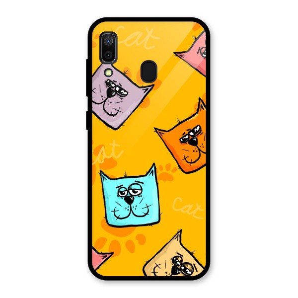 Cute Cat Pattern Glass Back Case for Galaxy A30