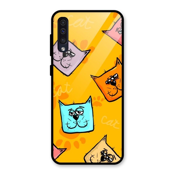 Cute Cat Pattern Glass Back Case for Galaxy A50s