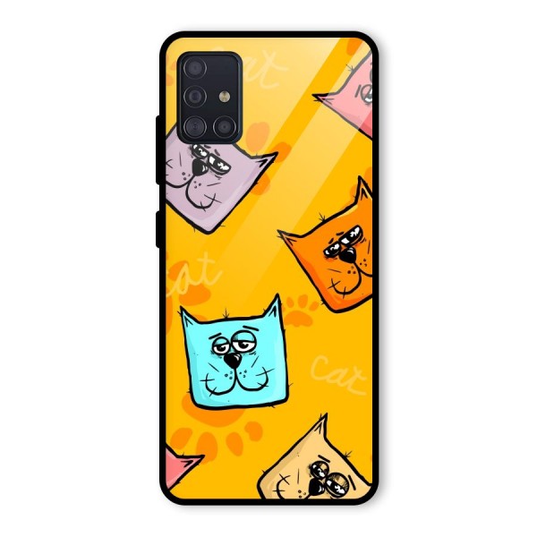 Cute Cat Pattern Glass Back Case for Galaxy A51