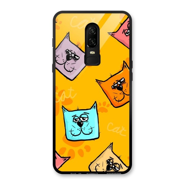 Cute Cat Pattern Glass Back Case for OnePlus 6