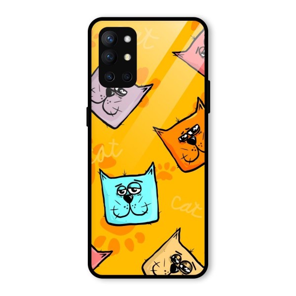 Cute Cat Pattern Glass Back Case for OnePlus 9R