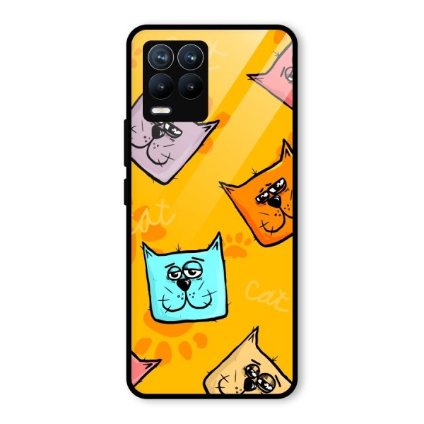 Cute Cat Pattern Glass Back Case for Realme 8