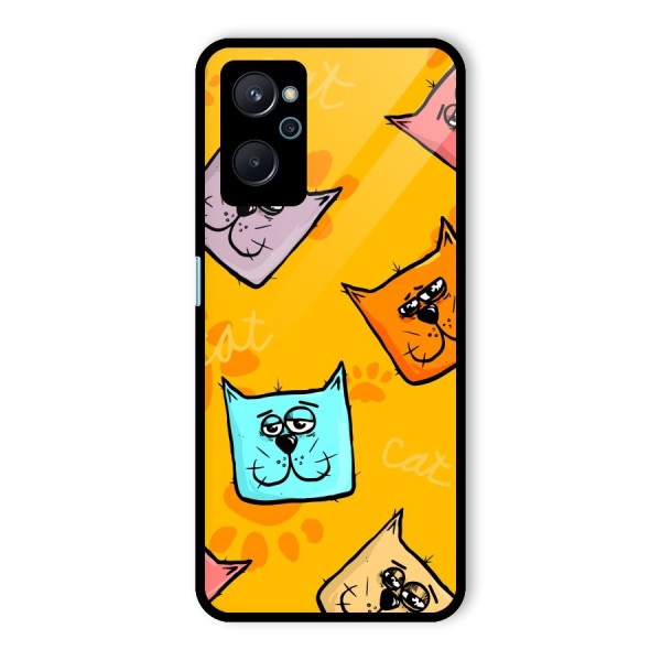 Cute Cat Pattern Glass Back Case for Realme 9i