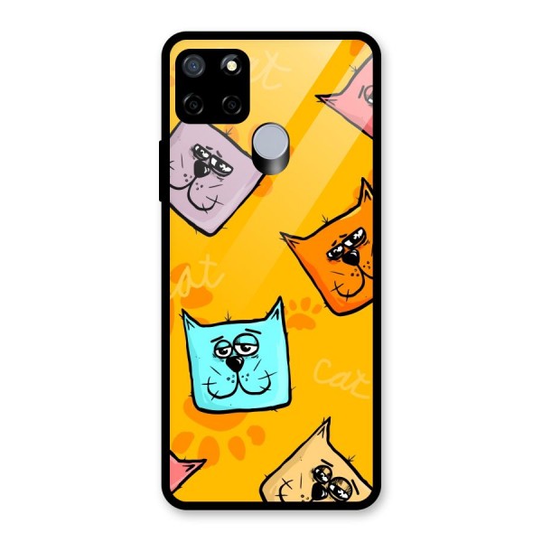 Cute Cat Pattern Glass Back Case for Realme C15