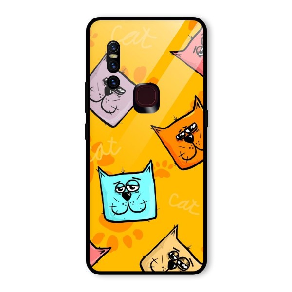 Cute Cat Pattern Glass Back Case for Vivo V15