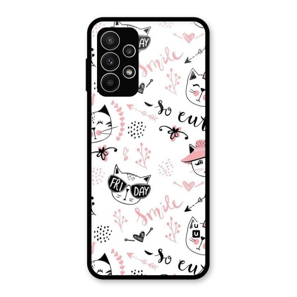 Cute Cat Swag Glass Back Case for Galaxy A23