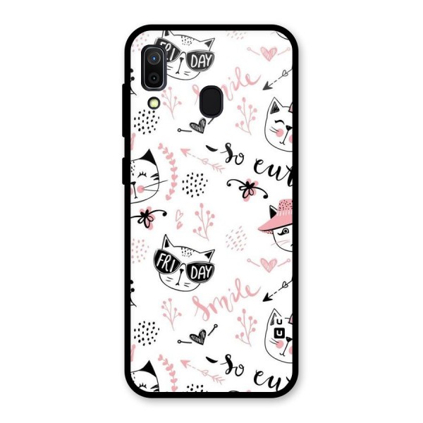 Cute Cat Swag Glass Back Case for Galaxy A30