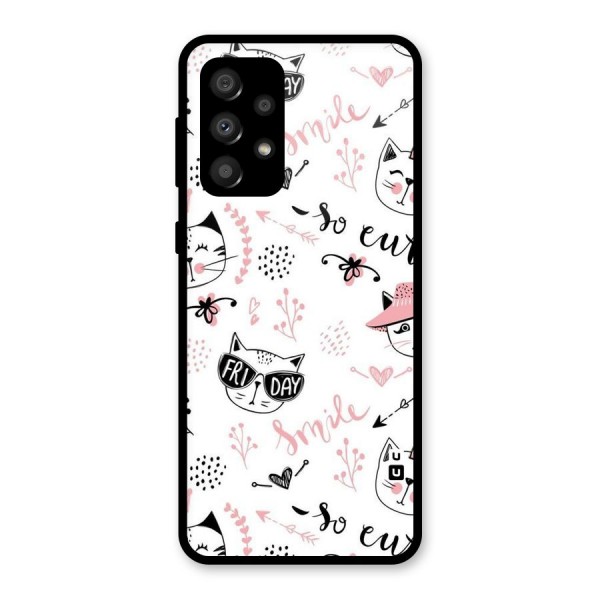 Cute Cat Swag Glass Back Case for Galaxy A32