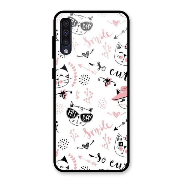 Cute Cat Swag Glass Back Case for Galaxy A50s