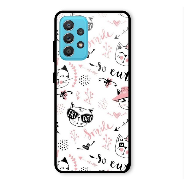 Cute Cat Swag Glass Back Case for Galaxy A52s 5G