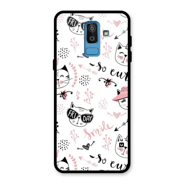 Cute Cat Swag Glass Back Case for Galaxy J8