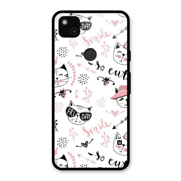 Cute Cat Swag Glass Back Case for Google Pixel 4a