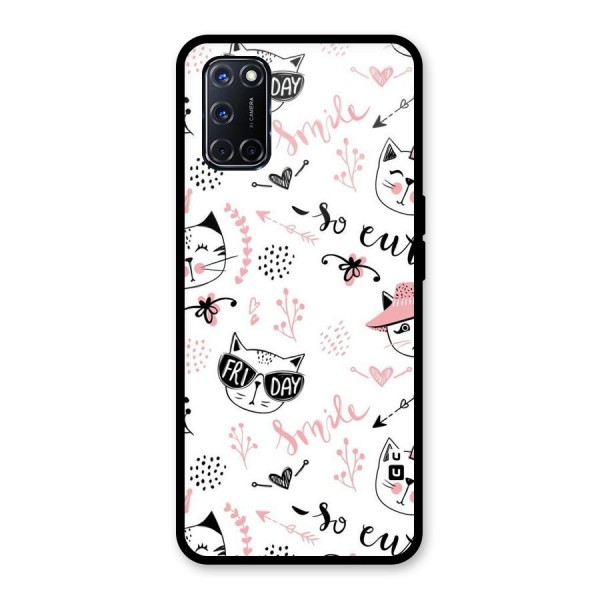 Cute Cat Swag Glass Back Case for Oppo A52