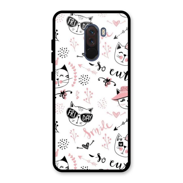 Cute Cat Swag Glass Back Case for Poco F1