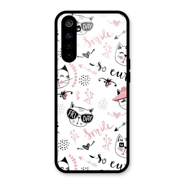 Cute Cat Swag Glass Back Case for Realme 6