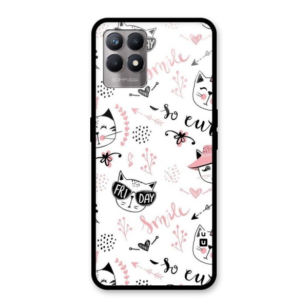 Cute Cat Swag Glass Back Case for Realme 8i