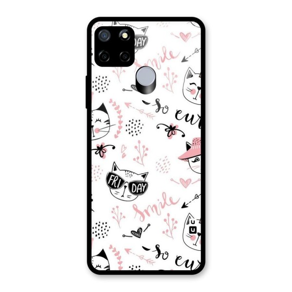 Cute Cat Swag Glass Back Case for Realme C15