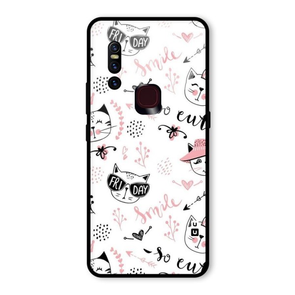 Cute Cat Swag Glass Back Case for Vivo V15