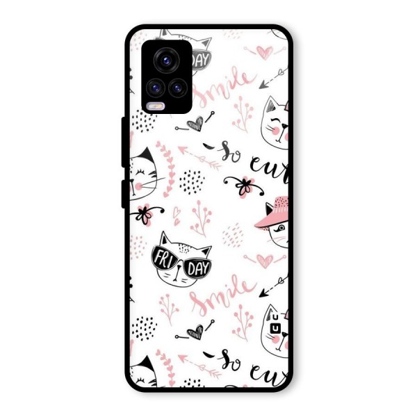 Cute Cat Swag Glass Back Case for Vivo V20