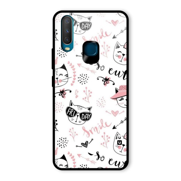 Cute Cat Swag Glass Back Case for Vivo Y12