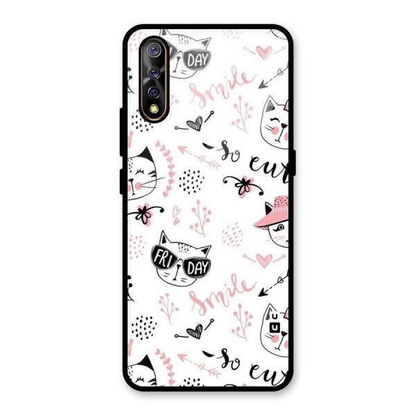 Cute Cat Swag Glass Back Case for Vivo Z1x