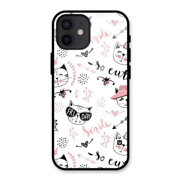 Cute Cat Swag Glass Back Case for iPhone 12