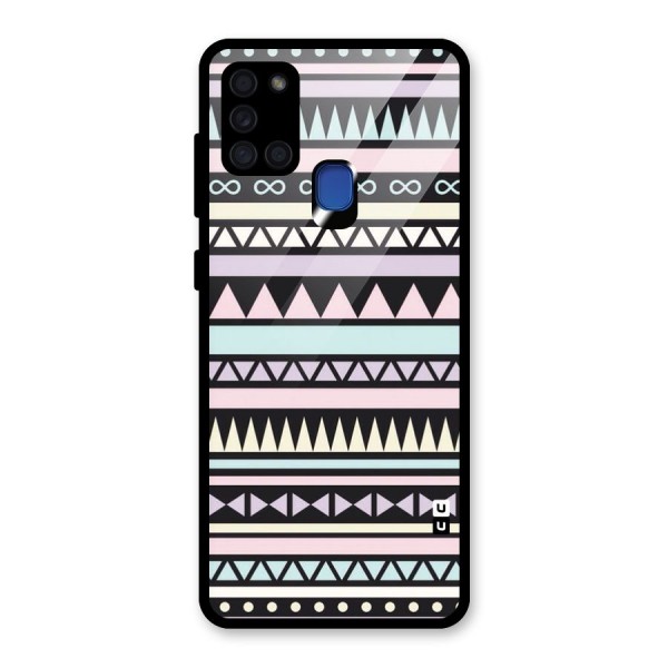 Cute Chev Pattern Glass Back Case for Galaxy A21s