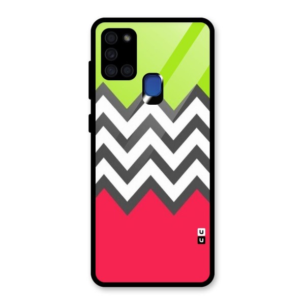 Cute Chevron Glass Back Case for Galaxy A21s