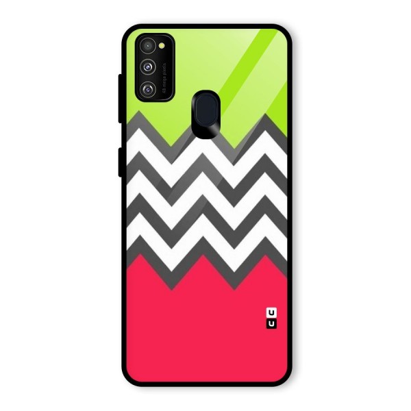 Cute Chevron Glass Back Case for Galaxy M21