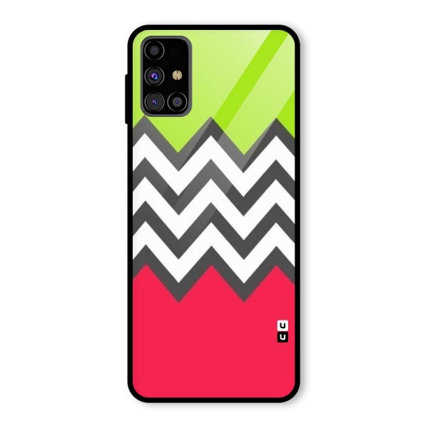 Cute Chevron Glass Back Case for Galaxy M31s