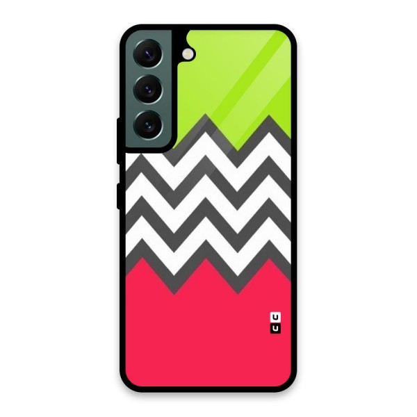 Cute Chevron Glass Back Case for Galaxy S22 5G