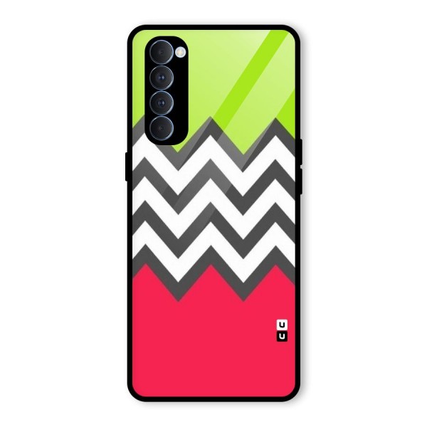 Cute Chevron Glass Back Case for Oppo Reno4 Pro