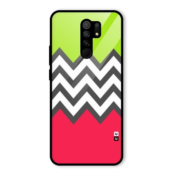 Cute Chevron Glass Back Case for Redmi 9 Prime