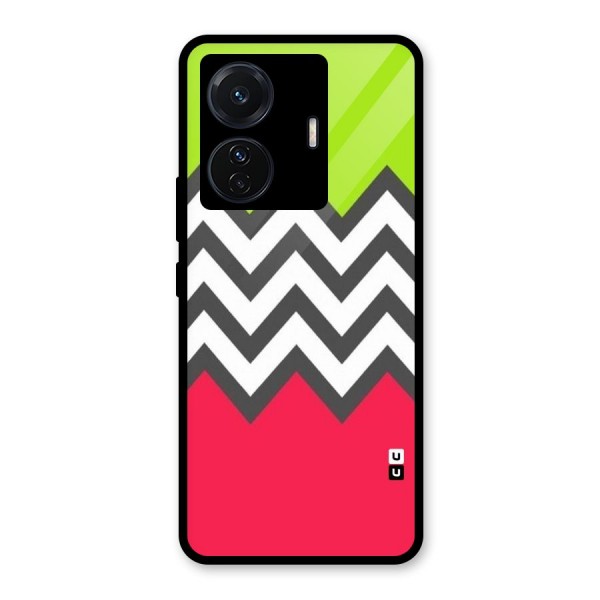 Cute Chevron Glass Back Case for Vivo T1 Pro