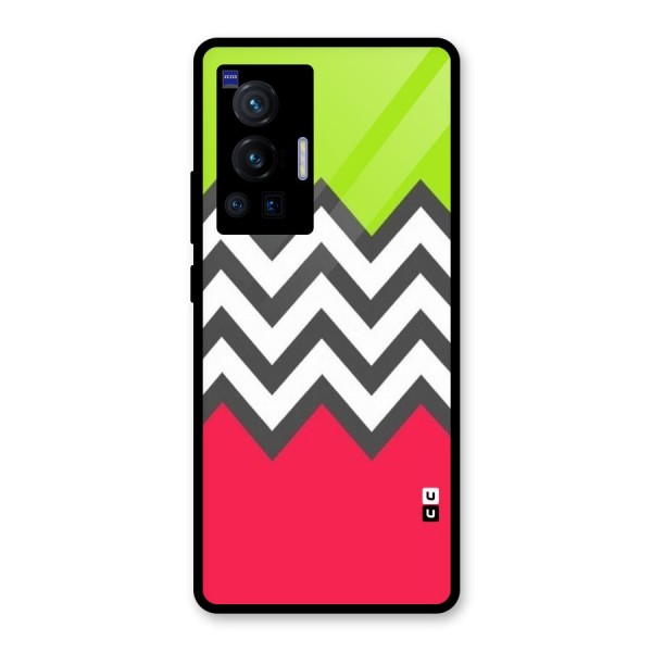 Cute Chevron Glass Back Case for Vivo X70 Pro