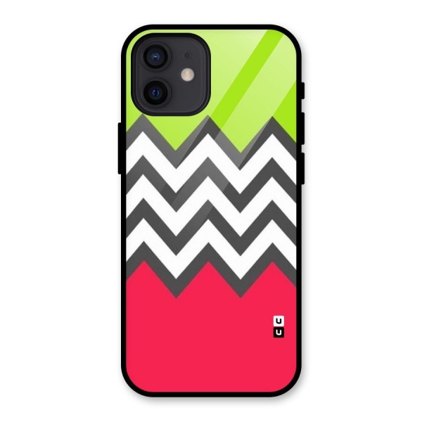 Cute Chevron Glass Back Case for iPhone 12