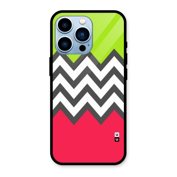 Cute Chevron Glass Back Case for iPhone 13 Pro