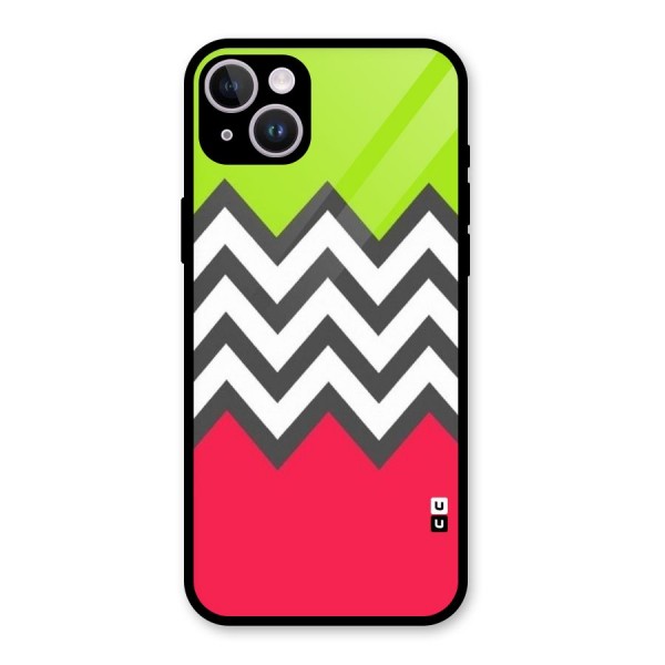 Cute Chevron Glass Back Case for iPhone 14 Plus